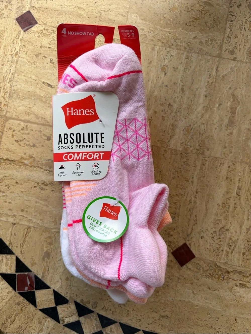 Hanes Pink & White Women's No-Show Comfort Socks - 4 Pack